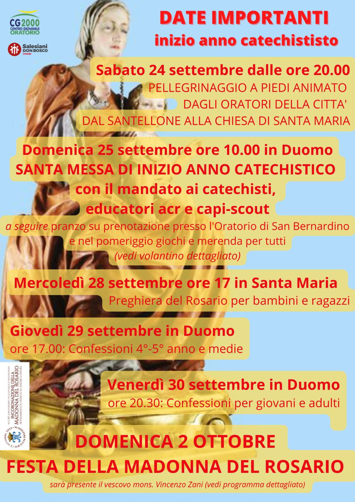 Read more about the article DATE IMPORTANTI inizio anno catechistico